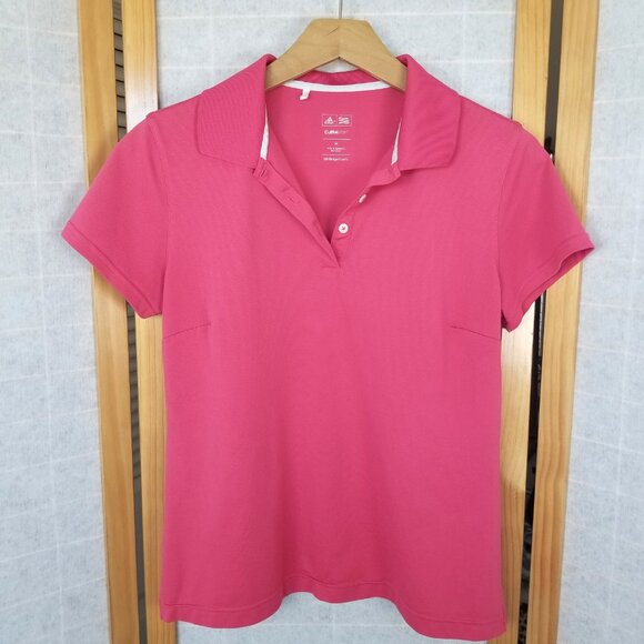 Ladies Adidas Climalite  Golf Polo Shirt Pink Size Medium - Picture 1 of 6